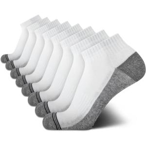 Nautica Mens Quarter Socks – 8 Pack Comfort Stretch Cushioned Moisture-Wicking Athletic Ankle Socks for Men (Sizes: 6-12.5)(Solid White)