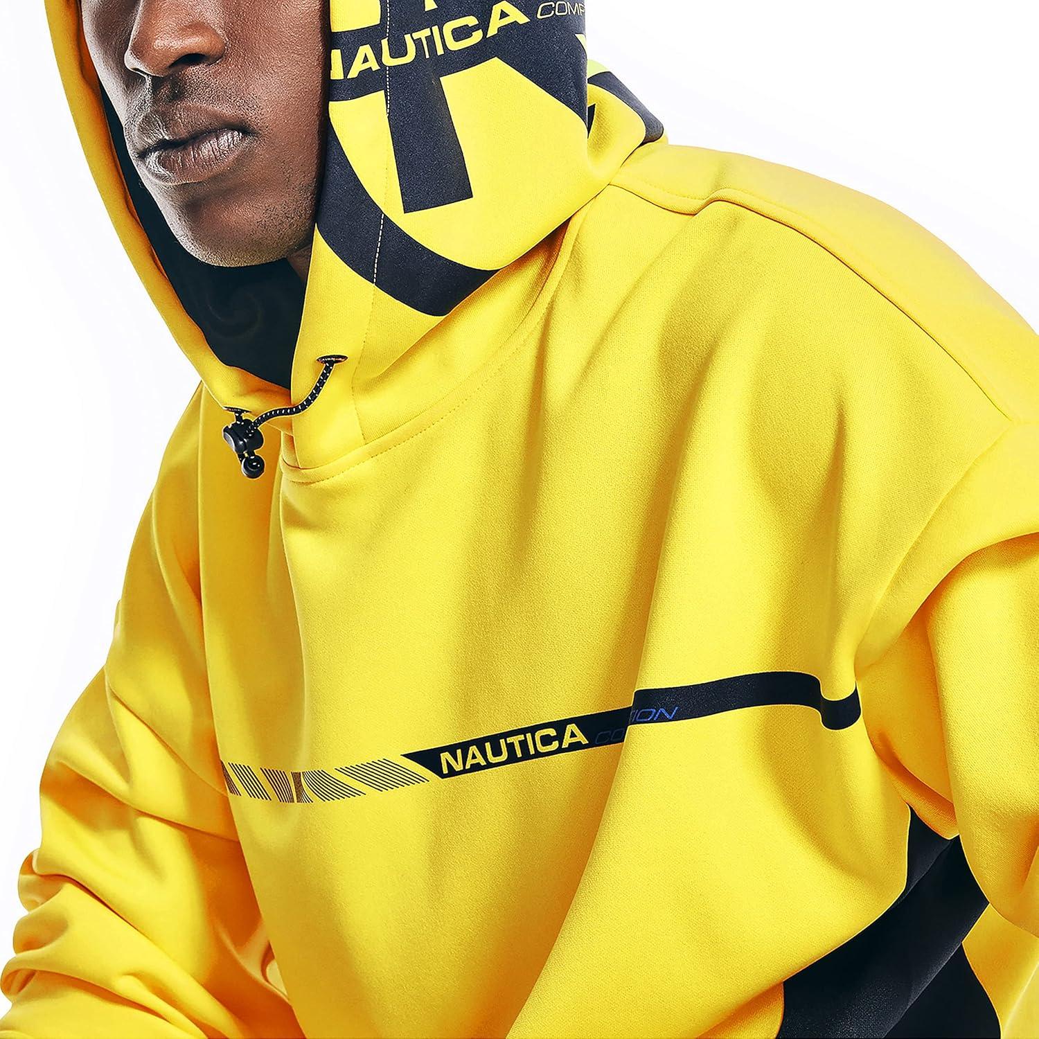 imageNautica Mens Competition Sustainably Crafted Logo Drawcord Pullover HoodieBlazing Yellow