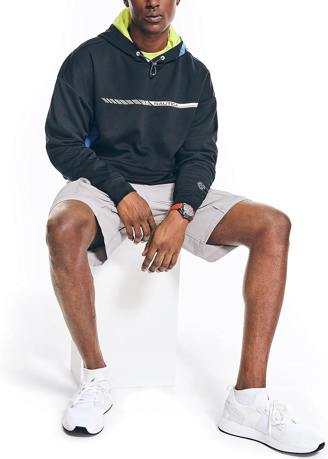imageNautica Mens Competition Sustainably Crafted Logo Drawcord Pullover HoodieTrue Black