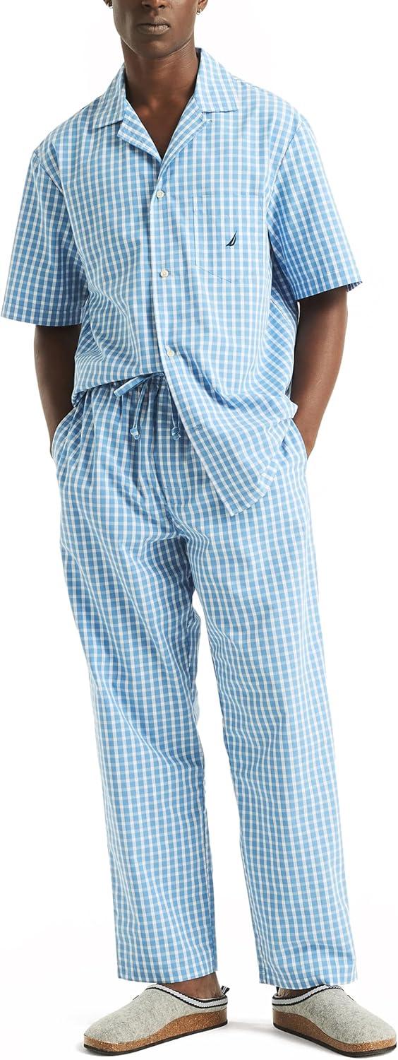 imageNautica Mens Nautica Sustainably Crafted Plaid Poplin Sleep PantBlue Yonder