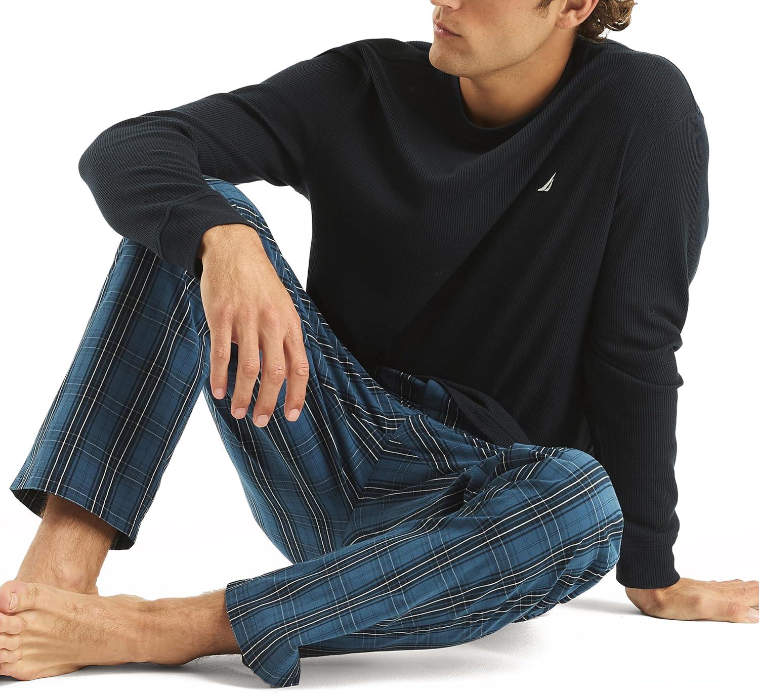 imageNautica Mens Nautica Sustainably Crafted Plaid Poplin Sleep PantEnsign Blue