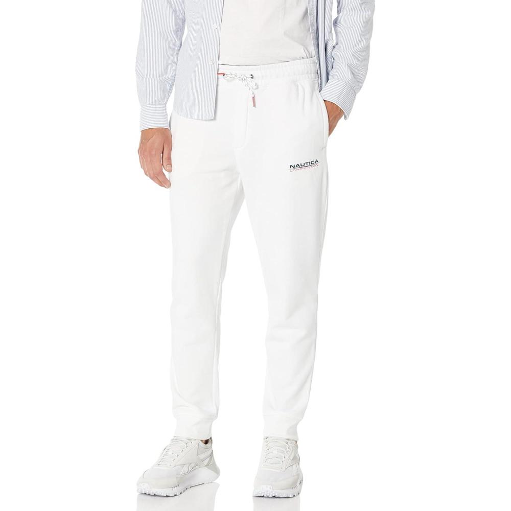imageNautica Mens Competition Sustainably Crafted Fleece JoggerBright White