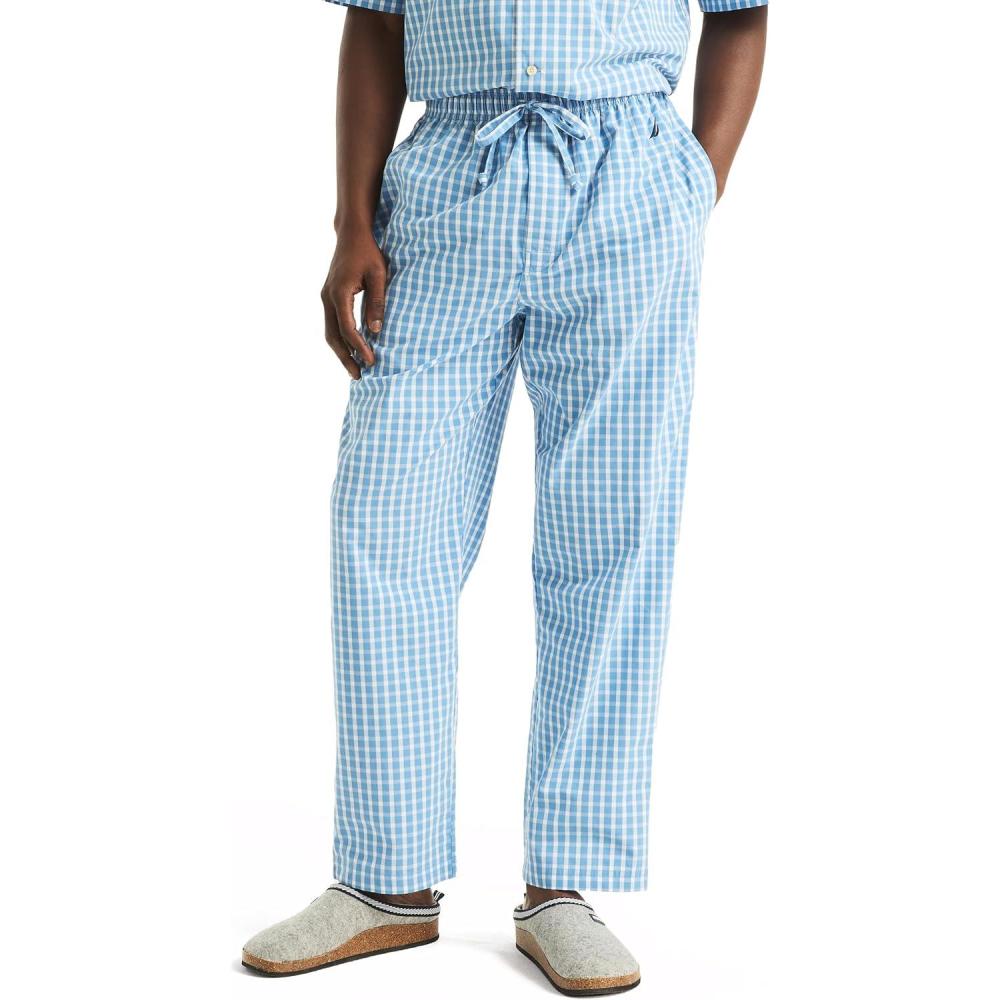imageNautica Mens Nautica Sustainably Crafted Plaid Poplin Sleep PantBlue Yonder