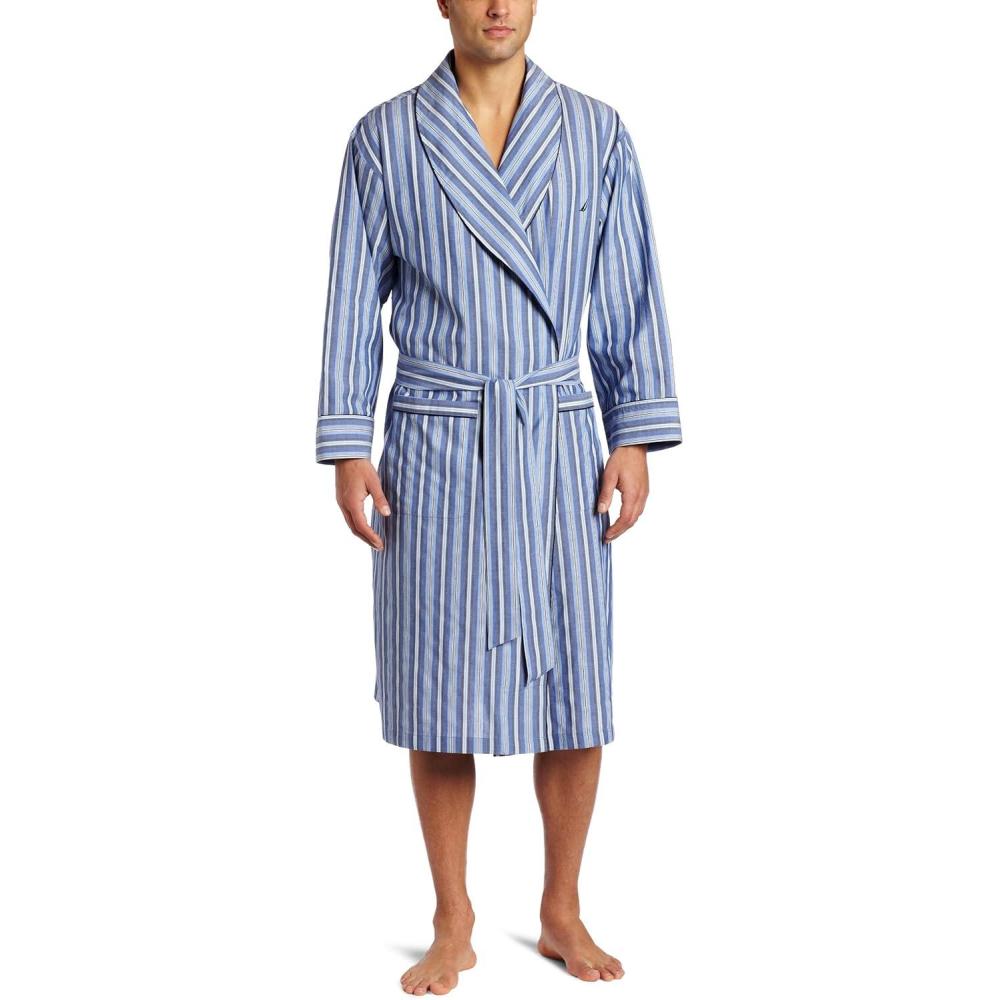 imageNautica mens Long Sleeve Lightweight Cotton Woven RobeCornflower