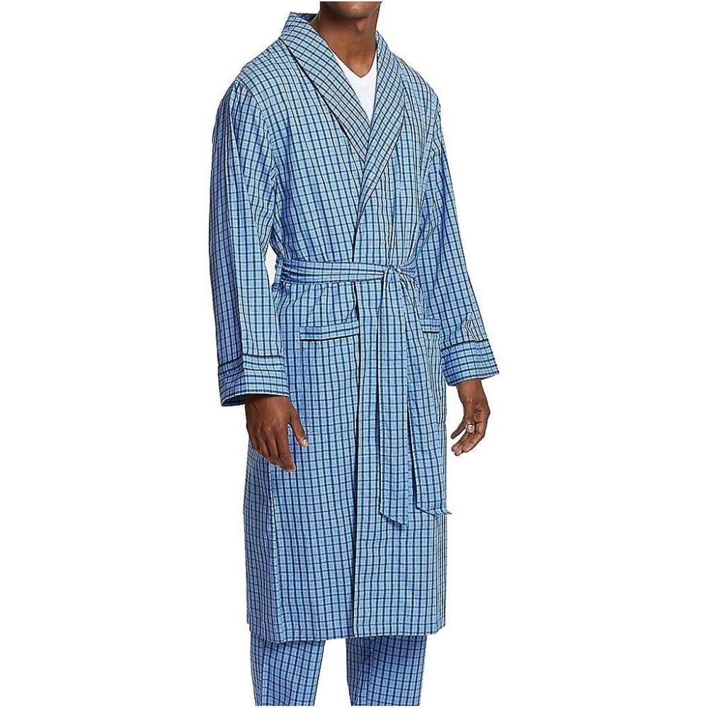 imageNautica mens Long Sleeve Lightweight Cotton Woven RobeFrench Blue