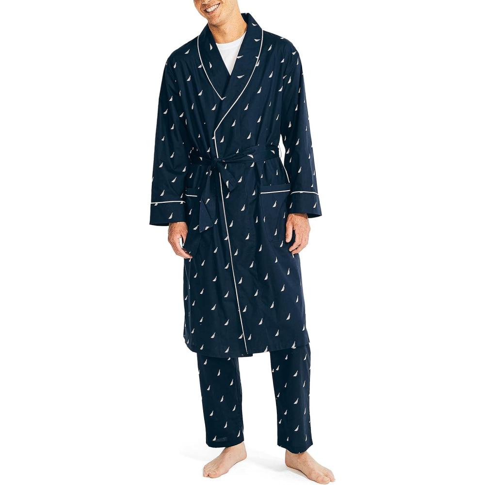 imageNautica mens Long Sleeve Lightweight Cotton Woven RobePeacoat