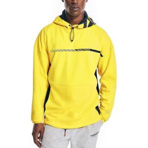 Nautica Men’s Competition Sustainably Crafted Logo Drawcord Pullover Hoodie(Blazing Yellow)
