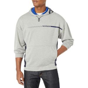 Nautica Men’s Competition Sustainably Crafted Logo Drawcord Pullover Hoodie(Grey Heather)