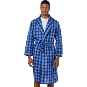 Nautica mens Long Sleeve Lightweight Cotton Woven Robe(Blue)