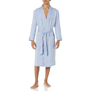 Nautica mens Long Sleeve Lightweight Cotton Woven Robe(Blue Bone)