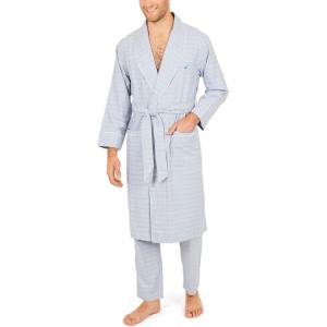Nautica mens Long Sleeve Lightweight Cotton Woven Robe(Grey)
