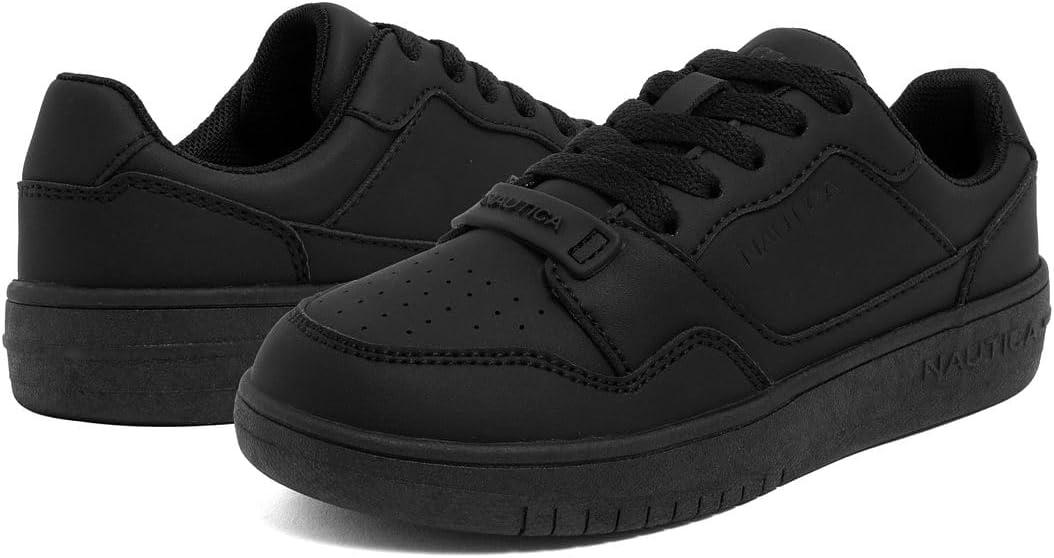 imageNautica Boys LowTop Sneakers Basketball Tennis Shoes for Kids Outdoor School Running Shoes Sizes for Big KidLittle KidBlack Mono