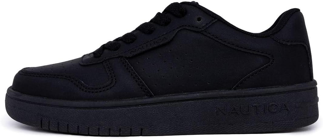 imageNautica Boys LowTop Sneakers Basketball Tennis Shoes for Kids Outdoor School Running Shoes Sizes for Big KidLittle KidBlack Monochrome