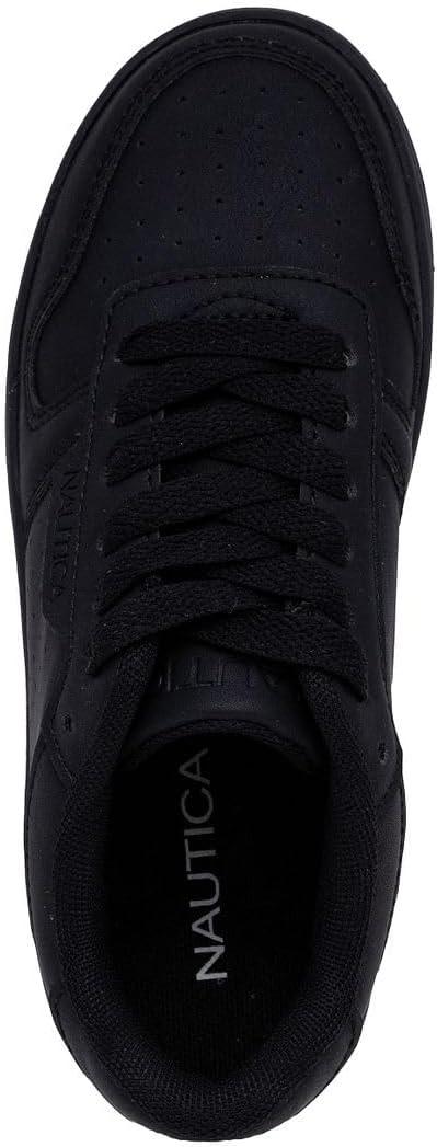 imageNautica Boys LowTop Sneakers Basketball Tennis Shoes for Kids Outdoor School Running Shoes Sizes for Big KidLittle KidBlack Monochrome