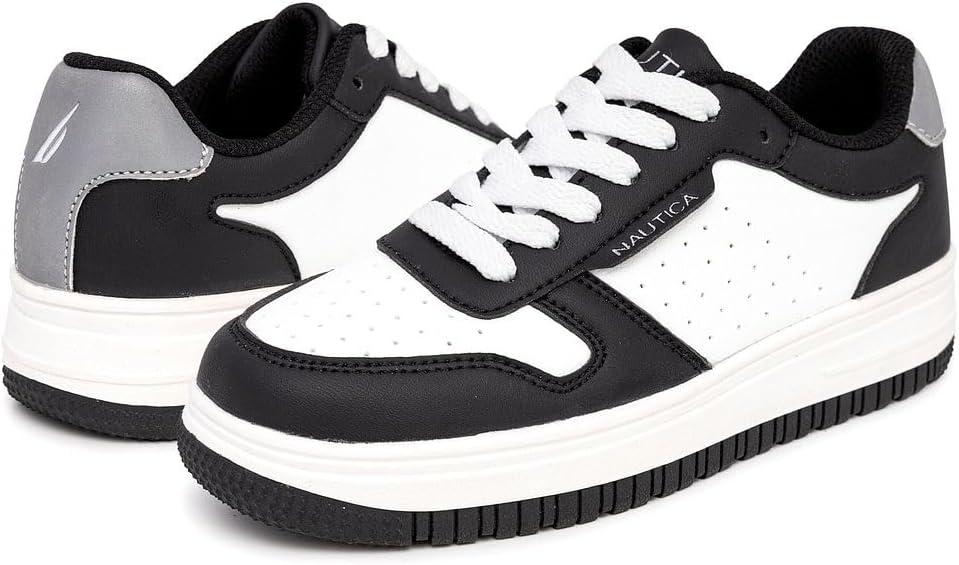 imageNautica Boys LowTop Sneakers Basketball Tennis Shoes for Kids Outdoor School Running Shoes Sizes for Big KidLittle KidBlack Silverivan