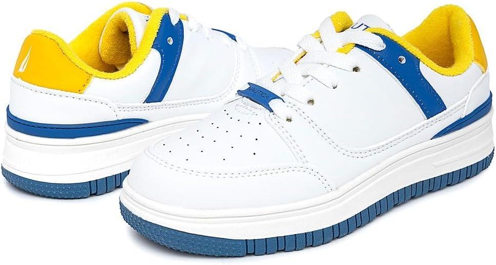 imageNautica Boys LowTop Sneakers Basketball Tennis Shoes for Kids Outdoor School Running Shoes Sizes for Big KidLittle KidCobalt Yellowizzy