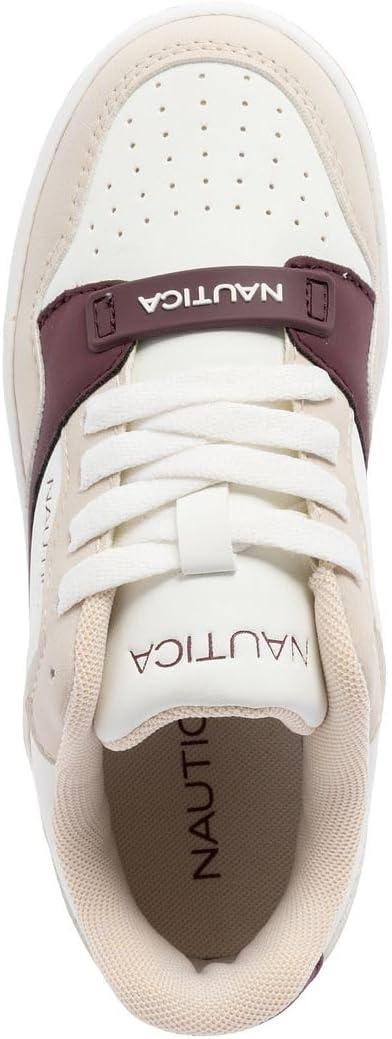 imageNautica Boys LowTop Sneakers Basketball Tennis Shoes for Kids Outdoor School Running Shoes Sizes for Big KidLittle KidWhite Burgundy