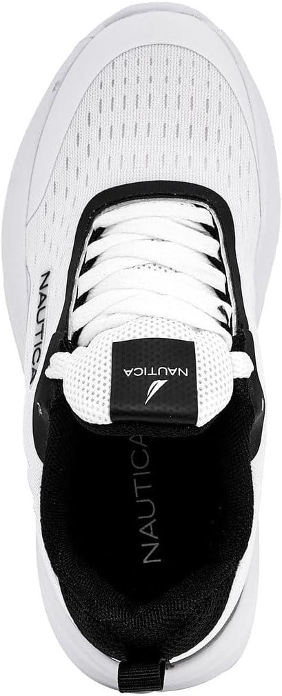 imageNautica Boys Youth Lace Up Sneakers Lightweight Mesh Athletic Running Shoes for Kids Cushioned Comfort Sole for School Sports WalkingBlack Whitenigel