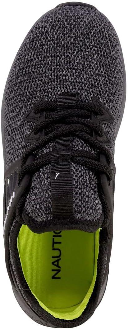 imageNautica Boys Youth Lace Up Sneakers Lightweight Mesh Athletic Running Shoes for Kids Cushioned Comfort Sole for School Sports WalkingGrey Black