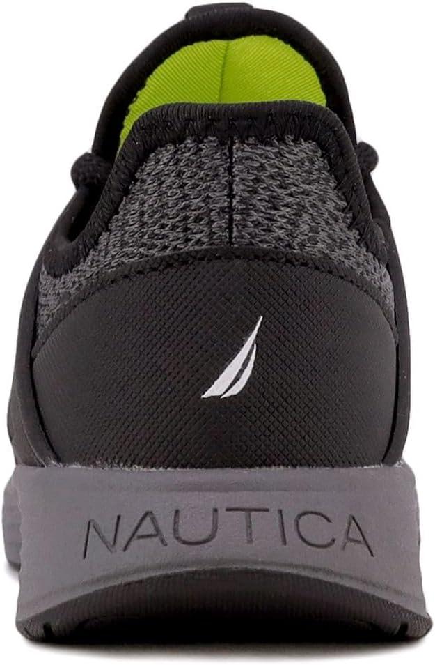 imageNautica Boys Youth Lace Up Sneakers Lightweight Mesh Athletic Running Shoes for Kids Cushioned Comfort Sole for School Sports WalkingGrey Black