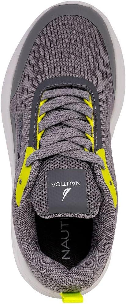 imageNautica Boys Youth Lace Up Sneakers Lightweight Mesh Athletic Running Shoes for Kids Cushioned Comfort Sole for School Sports WalkingGrey Limenigel