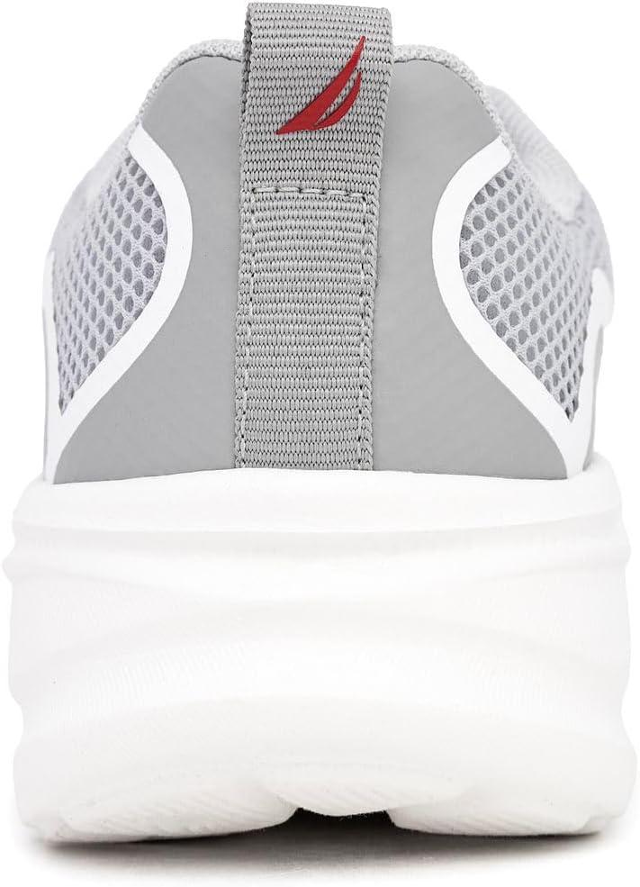 imageNautica Boys Youth Lace Up Sneakers Lightweight Mesh Athletic Running Shoes for Kids Cushioned Comfort Sole for School Sports WalkingGrey White Redmariln