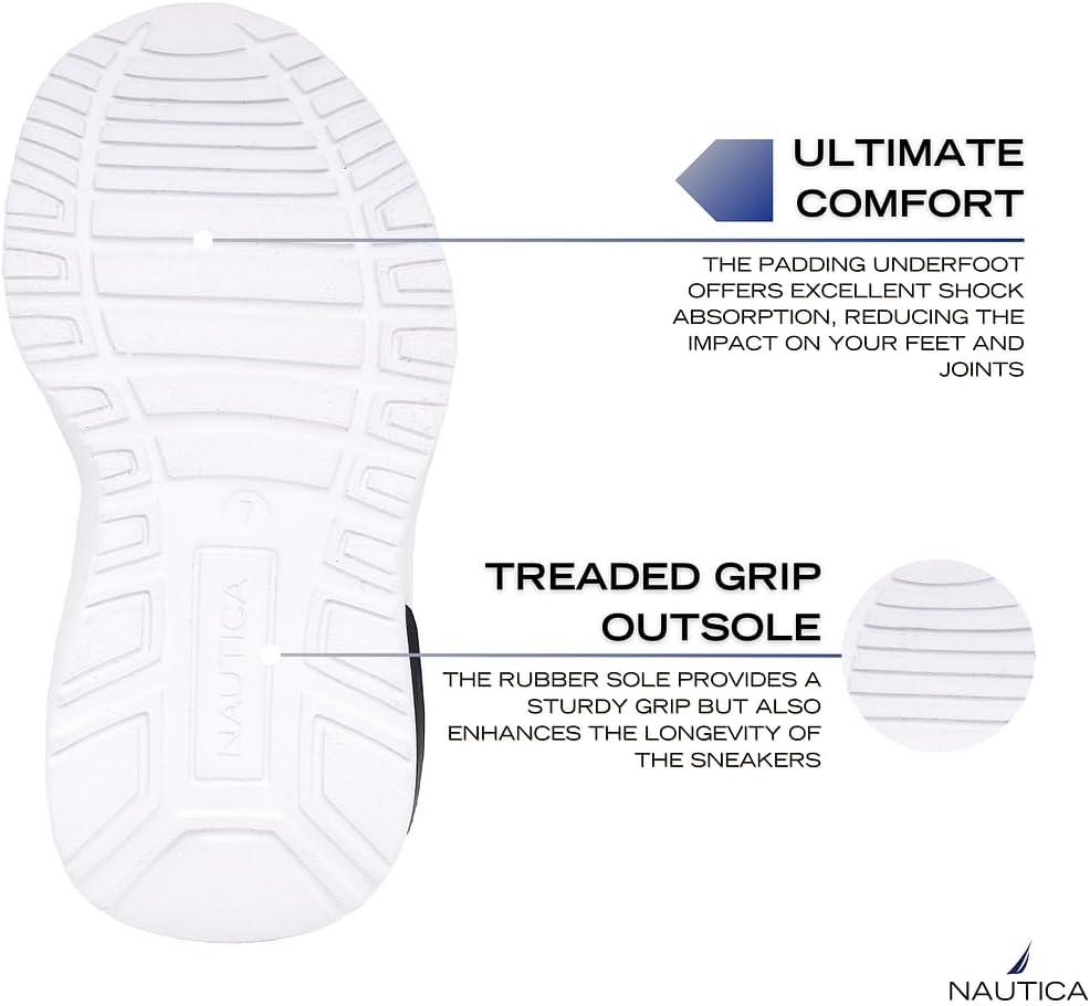 imageNautica Kids Athletic SlipOn Sneakers Comfortable Bungee Running Shoes for Boys and Girls Stylish and Supportive Footwear for Active Kids Big KidLittle KidToddlerNavy Whitesplash