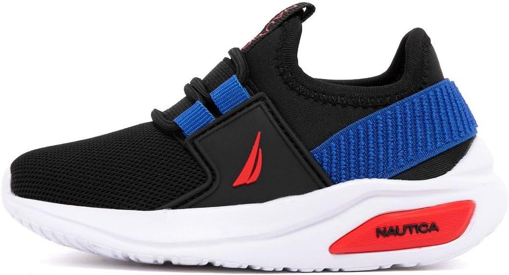 imageNautica Kids Athletic SlipOn Sneakers Comfortable Bungee Running Shoes for Boys and Girls Stylish and Supportive Footwear for Active Kids Big KidLittle KidToddlerBlack Multi