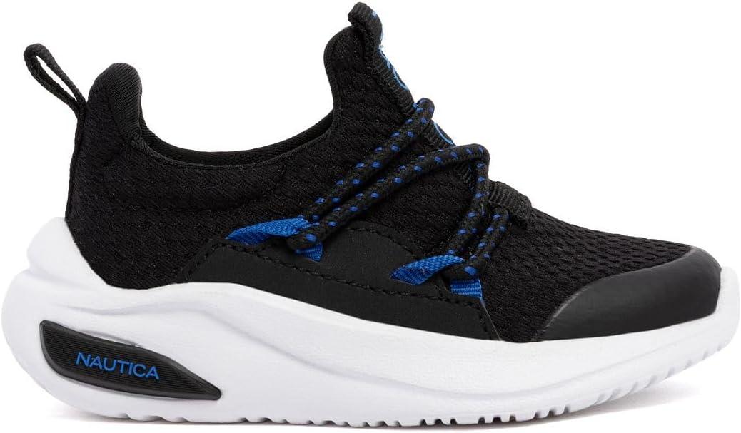 imageNautica Kids Athletic SlipOn Sneakers Comfortable Bungee Running Shoes for Boys and Girls Stylish and Supportive Footwear for Active Kids Big KidLittle KidToddlerBlack Cobalt