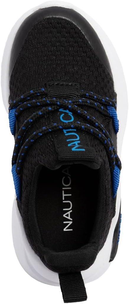 imageNautica Kids Athletic SlipOn Sneakers Comfortable Bungee Running Shoes for Boys and Girls Stylish and Supportive Footwear for Active Kids Big KidLittle KidToddlerBlack Cobalt