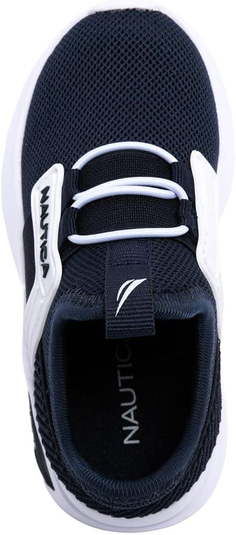 imageNautica Kids Athletic SlipOn Sneakers Comfortable Bungee Running Shoes for Boys and Girls Stylish and Supportive Footwear for Active Kids Big KidLittle KidToddlerNavy Whitemavven