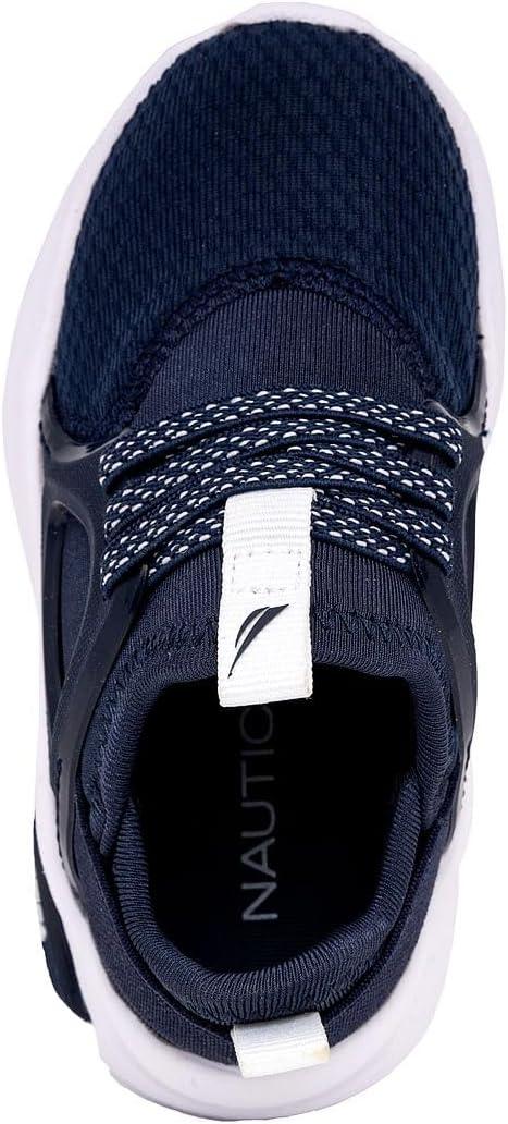 imageNautica Kids Athletic SlipOn Sneakers Comfortable Bungee Running Shoes for Boys and Girls Stylish and Supportive Footwear for Active Kids Big KidLittle KidToddlerNavy Whitesplash
