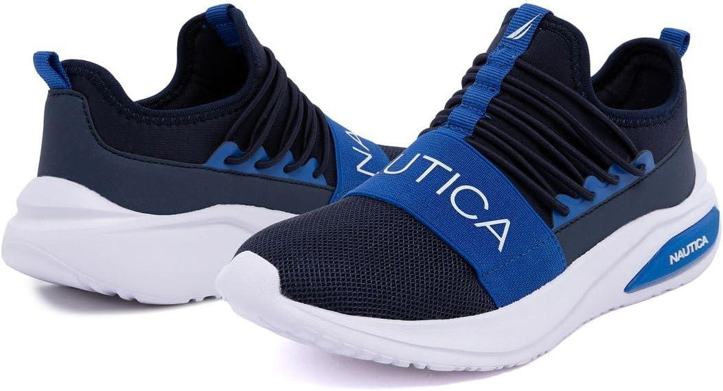imageNautica Kids Athletic SlipOn Sneakers Comfortable Bungee Running Shoes for Boys and Girls Stylish and Supportive Footwear for Active Kids Big KidLittle KidToddlerNavy Cobaltsummr