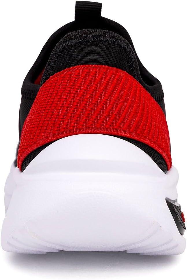imageNautica Kids Athletic SlipOn Sneakers Comfortable Bungee Running Shoes for Boys and Girls Stylish and Supportive Footwear for Active Kids Big KidLittle KidToddlerBlack Redmolded