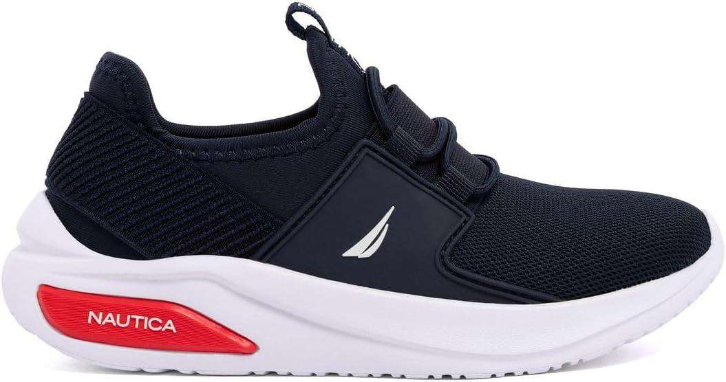 imageNautica Kids Athletic SlipOn Sneakers Comfortable Bungee Running Shoes for Boys and Girls Stylish and Supportive Footwear for Active Kids Big KidLittle KidToddlerNavy Redmolded 2