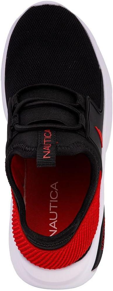 imageNautica Kids Athletic SlipOn Sneakers Comfortable Bungee Running Shoes for Boys and Girls Stylish and Supportive Footwear for Active Kids Big KidLittle KidToddlerBlack Redmolded