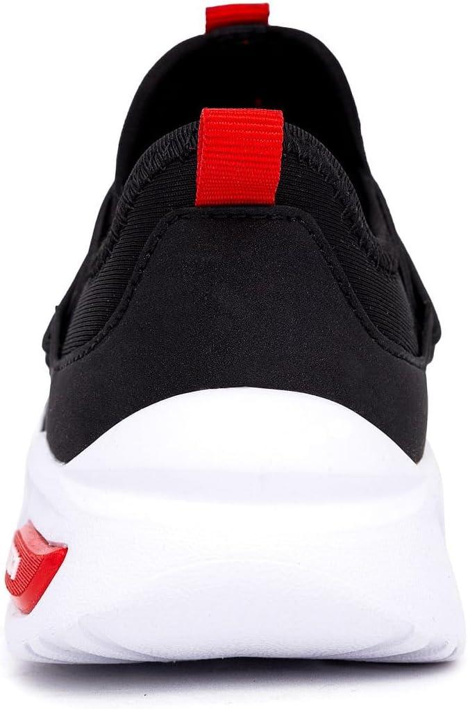 imageNautica Kids Athletic SlipOn Sneakers Comfortable Bungee Running Shoes for Boys and Girls Stylish and Supportive Footwear for Active Kids Big KidLittle KidToddlerBlack Redsummr