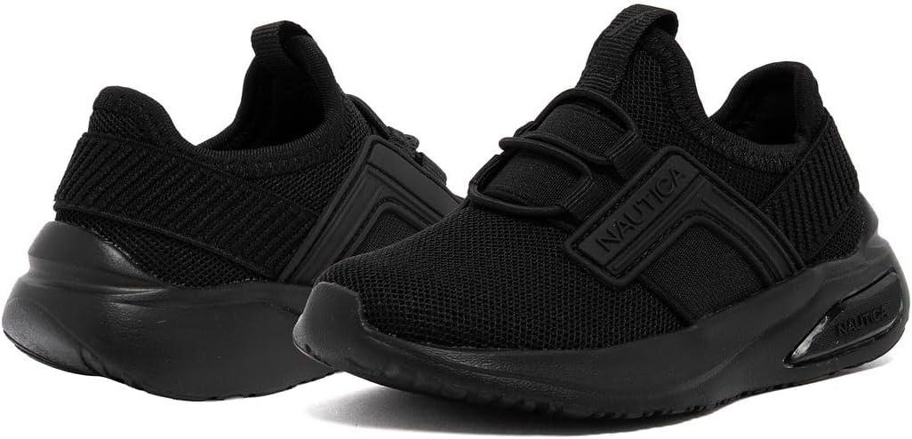 imageNautica Kids Athletic SlipOn Sneakers Comfortable Bungee Running Shoes for Boys and Girls Stylish and Supportive Footwear for Active Kids Big KidLittle KidToddlerBlack Monomavven