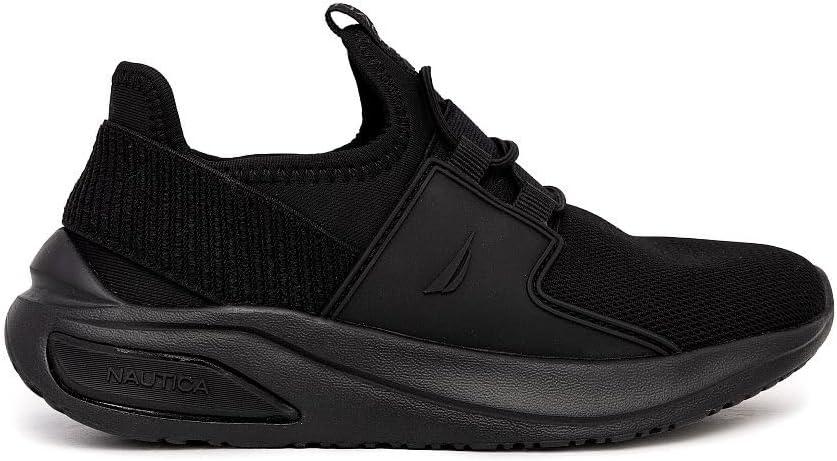 imageNautica Kids Athletic SlipOn Sneakers Comfortable Bungee Running Shoes for Boys and Girls Stylish and Supportive Footwear for Active Kids Big KidLittle KidToddlerBlack Mono 2