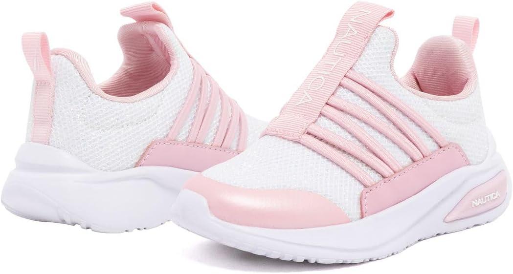 imageNautica Kids Athletic SlipOn Sneakers Comfortable Bungee Running Shoes for Boys and Girls Stylish and Supportive Footwear for Active Kids Big KidLittle KidToddlerBlue Pinkswimm