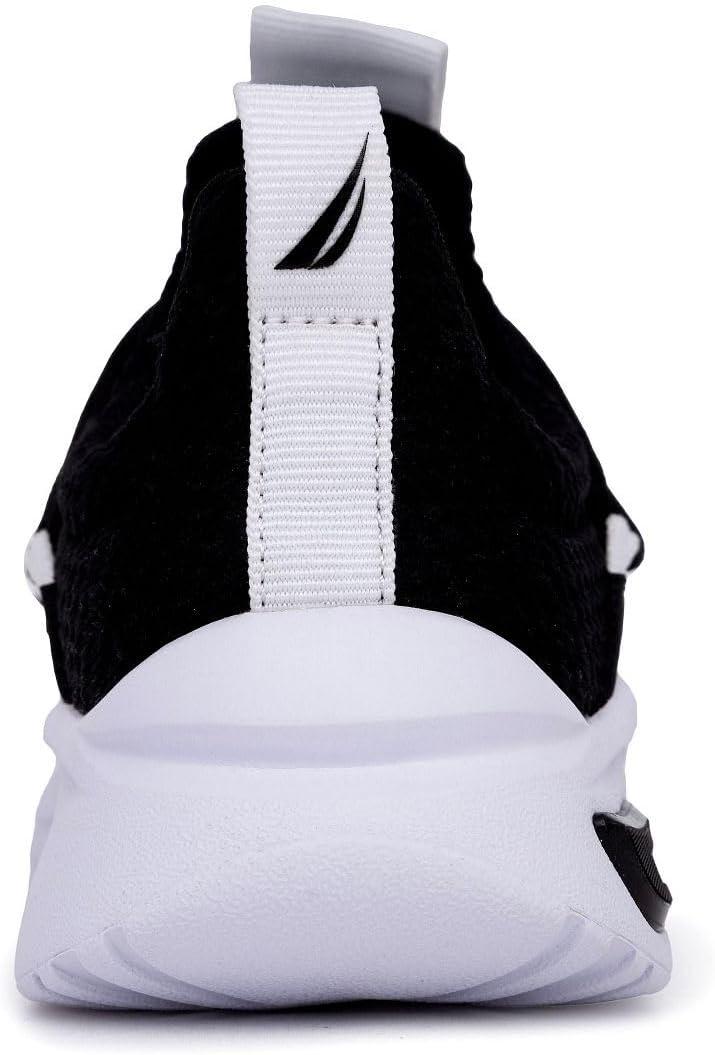 imageNautica Kids Athletic SlipOn Sneakers Comfortable Bungee Running Shoes for Boys and Girls Stylish and Supportive Footwear for Active Kids Big KidLittle KidToddlerBlack White