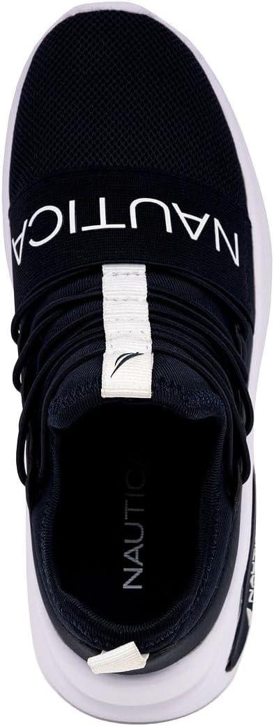 imageNautica Kids Athletic SlipOn Sneakers Comfortable Bungee Running Shoes for Boys and Girls Stylish and Supportive Footwear for Active Kids Big KidLittle KidToddlerNavy Whitesummr