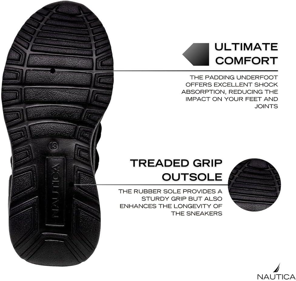imageNautica Kids Athletic SlipOn Sneakers Comfortable Bungee Running Shoes for Boys and Girls Stylish and Supportive Footwear for Active Kids Big KidLittle KidToddlerBlack Mono