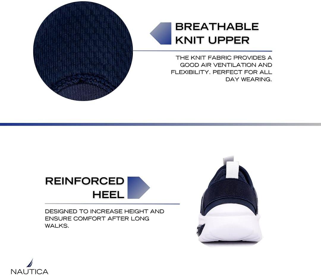 imageNautica Kids Athletic SlipOn Sneakers Comfortable Bungee Running Shoes for Boys and Girls Stylish and Supportive Footwear for Active Kids Big KidLittle KidToddlerNavy Whitesplash