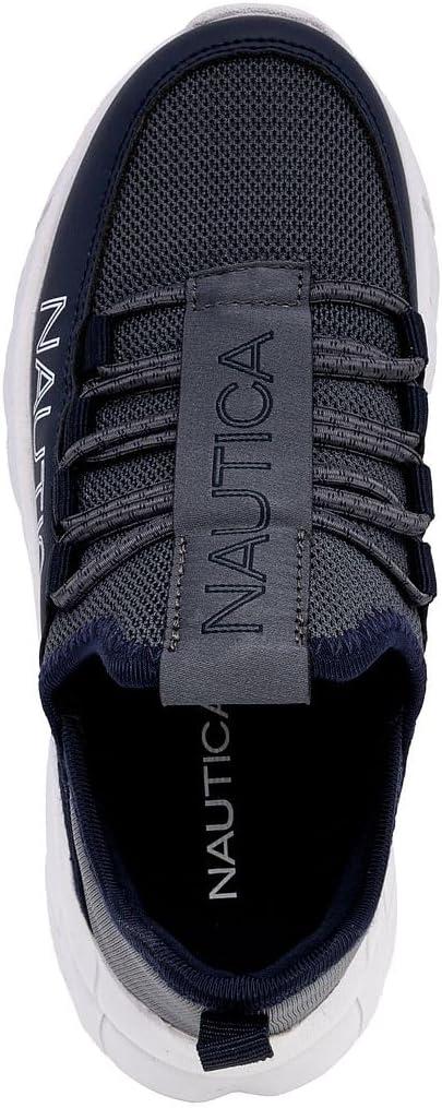 imageNautica Kids Athletic SlipOn Sneakers Comfortable Bungee Running Shoes for Boys and Girls Stylish and Supportive Footwear for Active Kids Big KidLittle KidToddlerGrey Navynolan
