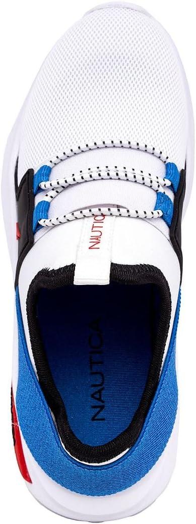 imageNautica Kids Athletic SlipOn Sneakers Comfortable Bungee Running Shoes for Boys and Girls Stylish and Supportive Footwear for Active Kids Big KidLittle KidToddlerWhite Multimolded