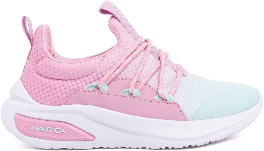 imageNautica Kids Athletic SlipOn Sneakers Comfortable Bungee Running Shoes for Boys and Girls Stylish and Supportive Footwear for Active Kids Big KidLittle KidToddlerPink Purple Blue
