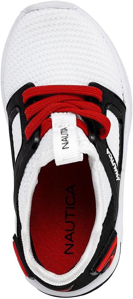 imageNautica Kids Athletic SlipOn Sneakers Comfortable Bungee Running Shoes for Boys and Girls Stylish and Supportive Footwear for Active Kids Big KidLittle KidToddlerWhite Black Red