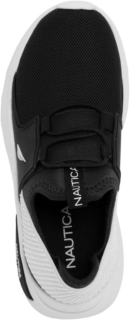 imageNautica Kids Athletic SlipOn Sneakers Comfortable Bungee Running Shoes for Boys and Girls Stylish and Supportive Footwear for Active Kids Big KidLittle KidToddlerBlackWhite