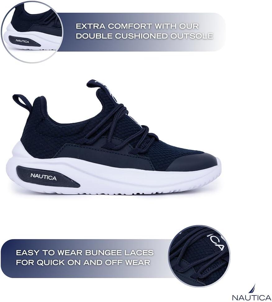 imageNautica Kids Athletic SlipOn Sneakers Comfortable Bungee Running Shoes for Boys and Girls Stylish and Supportive Footwear for Active Kids Big KidLittle KidToddlerNavy